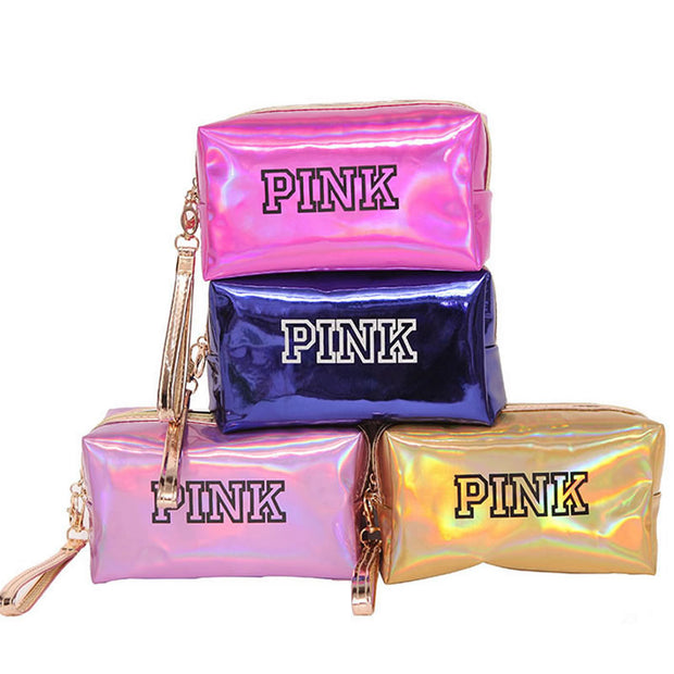 Pink Holographic Makeup Bag